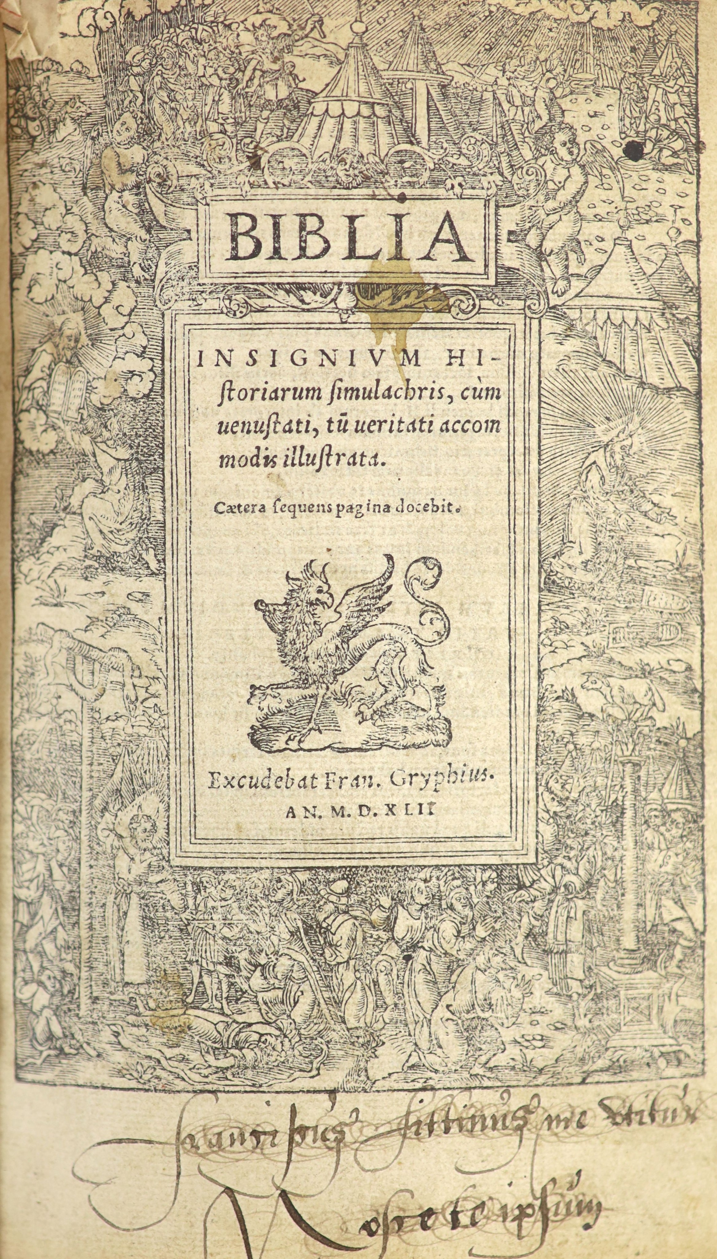 [Holy Bible]. Biblia. Insignium Historiarum Simulachris ...